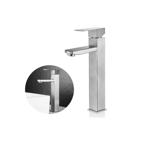 Torneira Banheiro Lavabo Monocomando Alta Metal Inox Prata - Brinovar