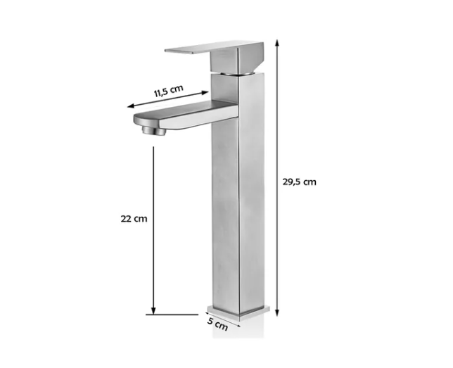 Torneira Banheiro Lavabo Monocomando Alta Metal Inox Prata - 2