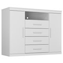 Ver imagem 6 de Cômoda Quarto 129cm 4 Gavetas 2 Portas Savana Branco S01 - Mpozenato