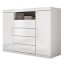 Ver imagem 1 de Cômoda Quarto 129cm 4 Gavetas 2 Portas Savana Branco S01 - Mpozenato