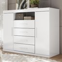 Ver imagem 2 de Cômoda Quarto 129cm 4 Gavetas 2 Portas Savana Branco S01 - Mpozenato