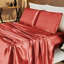 Ver imagem 1 de Jogo de Cama Lençol Cetim Casal Romantic 04 Peças - Telha