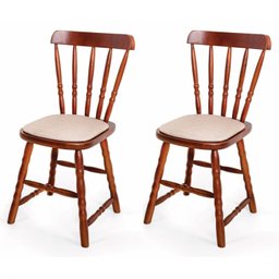 Kit 2 Cadeiras Sala de Jantar Madeira Maciça Estofadas - 1