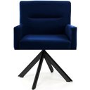 Ver imagem 2 de Cadeira para Sala Angel Giratória Eiffel Preto Veludo Azul Royal - Nexta Casa