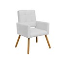 Ver imagem 1 de Poltrona Cadeira Decorativa c/ Costas Vazadas Camila Pés Palito Corano Branco - Dl Decor