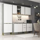 Ver imagem 1 de Cozinha Compacta Domus 10 Portas 5 Gavetas Silver/branco - Hecol Móveis