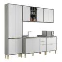 Ver imagem 2 de Cozinha Compacta Domus 10 Portas 5 Gavetas Silver/branco - Hecol Móveis