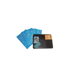 Lousa Infantil Blackboard 30x22 Cm / Acompanha 4 Cartelas Didáticas, Giz e Apagador - Pacote com 2 U