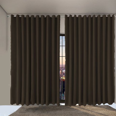 cortina pé direito blackout Paris 5,50 x 5,00 ilhois marrom