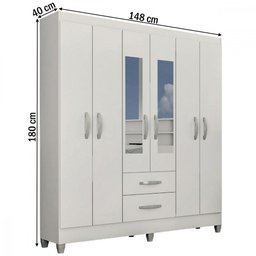 Guarda-roupa Casal Real 6 Portas 2 Gavetas com Espelho Atualle Móveis - 3 Guarda-roupa Casal Real 6 Portas 2 Gavetas com Espelho Atualle Móveis - 3