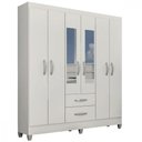 Ver imagem 1 de Guarda-roupa Casal Real 6 Portas 2 Gavetas com Espelho Atualle Móveis