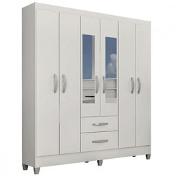 Guarda-roupa Casal Real 6 Portas 2 Gavetas com Espelho Atualle Móveis - 1 Guarda-roupa Casal Real 6 Portas 2 Gavetas com Espelho Atualle Móveis - 1