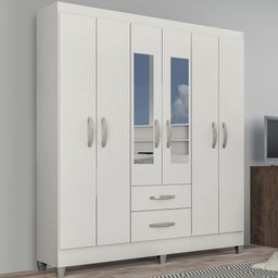 Guarda-roupa Casal Real 6 Portas 2 Gavetas com Espelho Atualle Móveis - 2 Guarda-roupa Casal Real 6 Portas 2 Gavetas com Espelho Atualle Móveis - 2