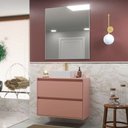 Ver imagem 1 de Gabinete para Banheiro com Cuba e Espelheira 80cm Mdf Rosa Dubai - On Móveis