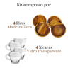 Mesa Posta Cafe da Manha Jogo de Xícara com Pires de Madeira - 3