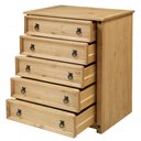 Ver imagem 2 de Cômoda em Madeira Maciça com 5 Gavetas Marrom Antique