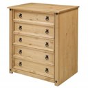 Ver imagem 1 de Cômoda em Madeira Maciça com 5 Gavetas Marrom Antique