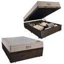Ver imagem 1 de Cama Baú Casal Suede + Colchão Ortobom Airtech Molas Ensacadas 65x138x188 Marrom