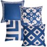 Kit 4 Capas de Almofada Linho Arabesco Azul 45x45cm - 1