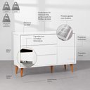 Ver imagem 5 de Kit Quarto Theo com Pés Retrô Mel - Berço + Cômoda 3 Gavetas e 1 Porta + Poltrona de Amamentação Lol