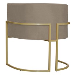 Kit 3 Poltronas Decorativa Sala de Estar Luana Base Gold Suede Cappuccino - Montanaris Decor Md Mont - 3