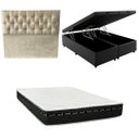 Ver imagem 1 de Cama Box Baú Bipartida Blindada + Colchão Eagle Molas Bonnel 22cm | Kit Completo com Cabeceira Boton