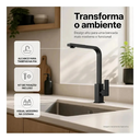 Ver imagem 4 de Torneira para Cozinha Preto Fosco Fria Premium Fc-161