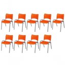 Ver imagem 1 de Cadeira Iso Base Cinza Escola, Escritório Laranja Kit 9 Un