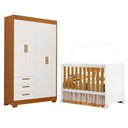 Ver imagem 1 de Jogo de Quarto Infantil Zaki Guarda Roupa e Berço Katatau Branco Fosco/savana - Reller Móveis