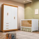 Ver imagem 2 de Jogo de Quarto Infantil Zaki Guarda Roupa e Berço Katatau Branco Fosco/savana - Reller Móveis