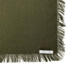 Trilho de Mesa Linho Verde Militar Franja 160 x 45 cm - 2