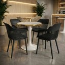 Ver imagem 2 de Conjunto Mesa de Jantar Redonda Majestic 70cm Branca com 4 Cadeiras Estofadas Marcela - Preto
