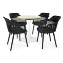Ver imagem 1 de Conjunto Mesa de Jantar Redonda Majestic 70cm Branca com 4 Cadeiras Estofadas Marcela - Preto