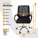 Ver imagem 4 de Kit 8 Cadeiras Escritório Esteirinha Mesh Tela Respirável Giratória até 120kg Preta
