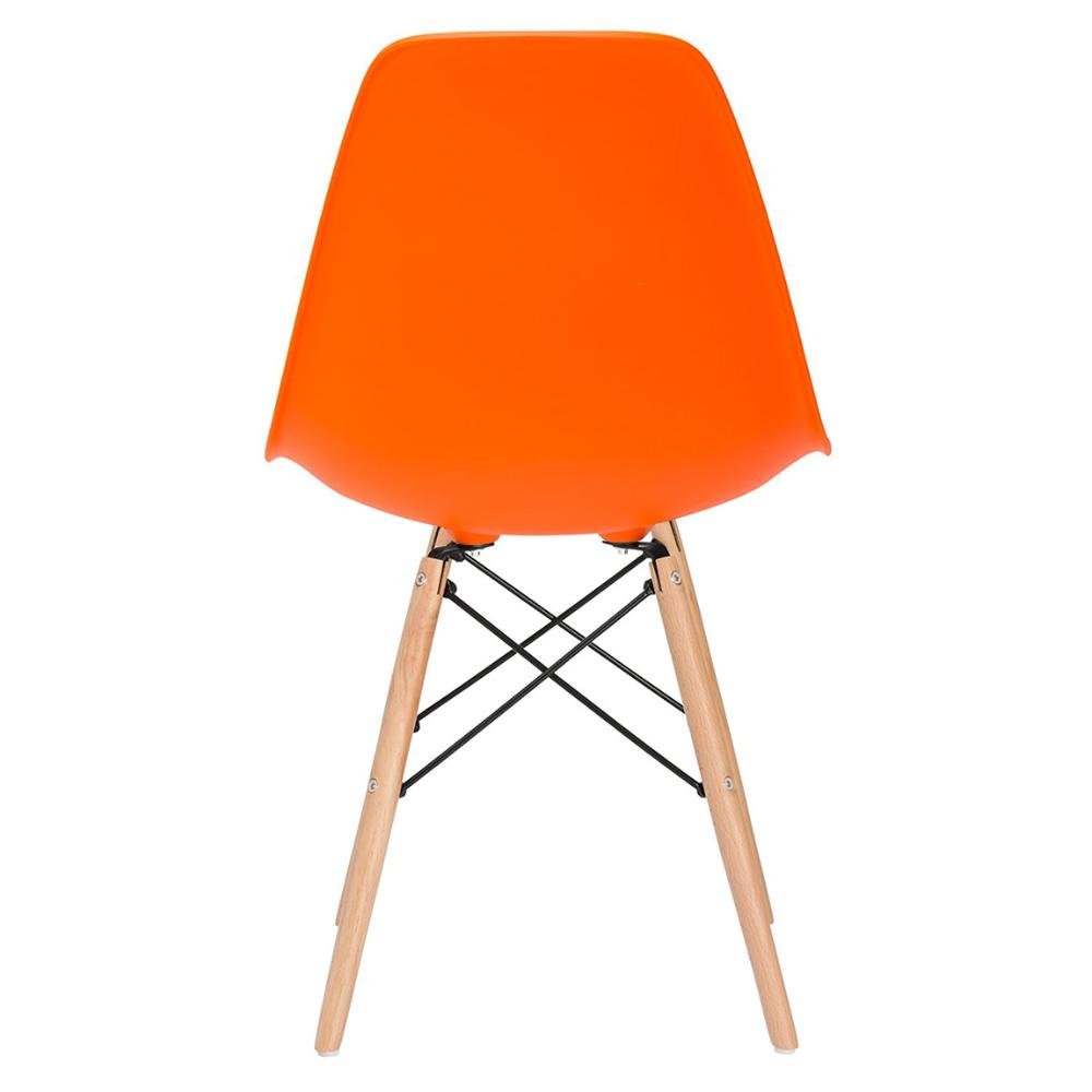 Mesa redonda Eames com tampo de vidro 100 cm + 3 cadeiras Eiffel DSW Laranja - 7