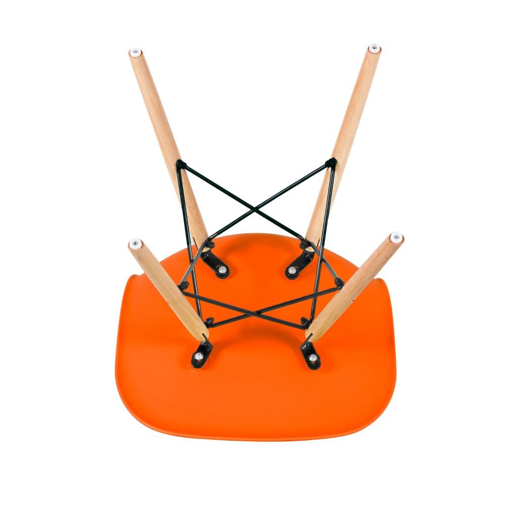 Mesa redonda Eames com tampo de vidro 100 cm + 3 cadeiras Eiffel DSW Laranja - 8