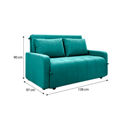 Sofá Cama para Sala de Estar Amora New Veludo Matrix - Verde Agua - 7