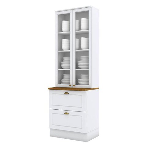Cristaleira Nova York Branco Hp com Tampo Naturale - Henn