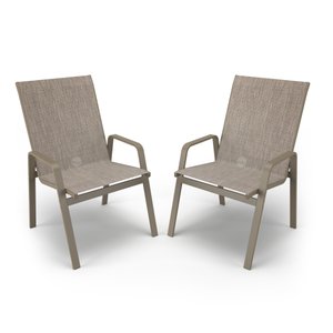 Kit 2 Cadeiras Riviera Piscina Alumínio Fendi Tela Mocca