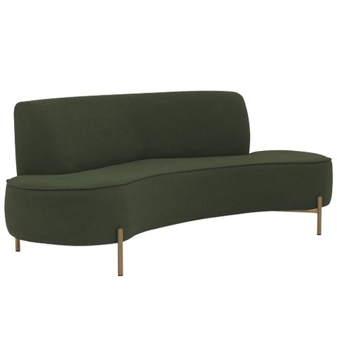 Sofá Orgânico 02 Lugares 150cm Argos Pés Ouro Fosco Linho Verde Musgo - Nexta Casa