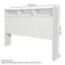 Ver imagem 3 de Cabeceira Casal 3 Nichos Mdf 145 Cm Melissa Branco Decmade