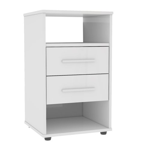 Mesa de Cabeceira Rústica Money 2 Gavetas Espaçoso Branco