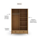 Ver imagem 4 de Guarda-Roupa 2 Portas de Correr 100% Madeira Maciça Topázio Marrom Freijó