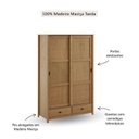 Ver imagem 5 de Guarda-Roupa 2 Portas de Correr 100% Madeira Maciça Topázio Marrom Freijó