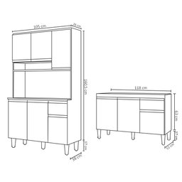 Cozinha Compacta Márcia e Balcão Gabinete Sem Tampo Tatiane 120cm Preto - AJL Móveis - 4