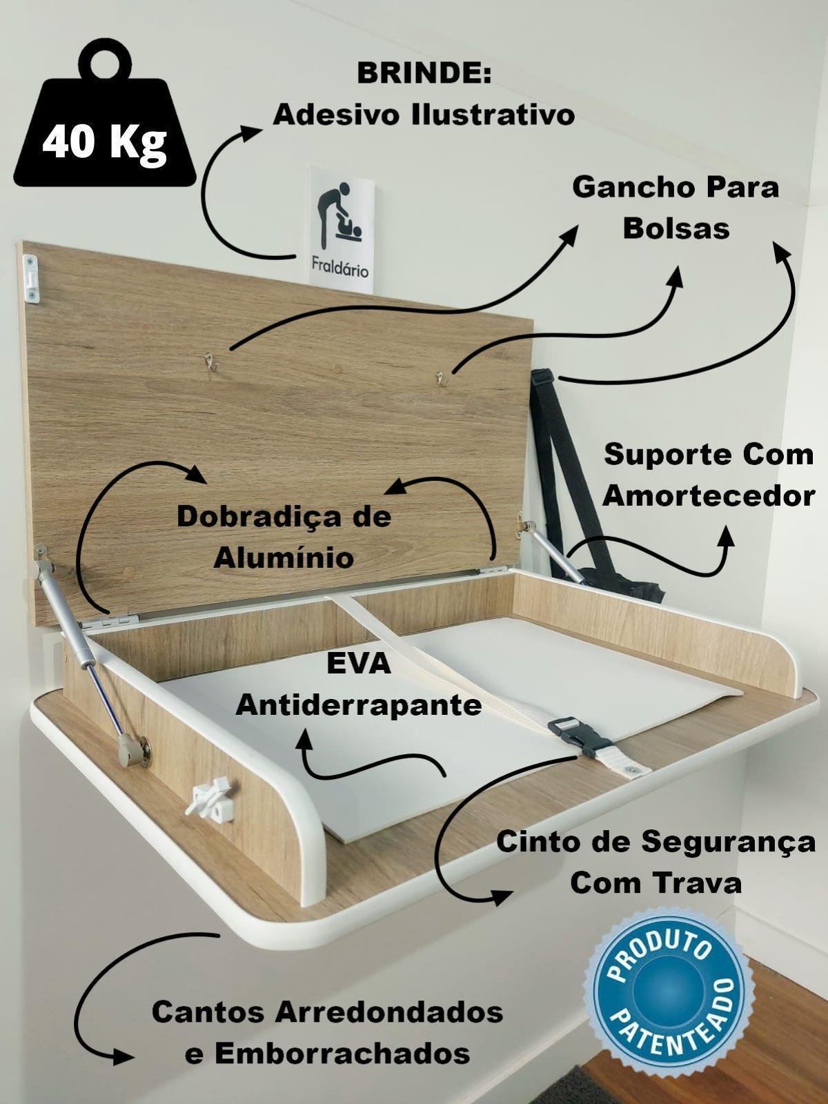 Fraldário Trocador de Fraldas Amadeirado Berçário Escolas - 4