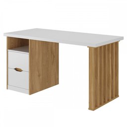 Mesa Escrivaninha Florence 2 Gavetas Branco/olmo - Artany Móveis - 2