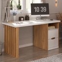 Ver imagem 1 de Mesa Escrivaninha Florence 2 Gavetas Branco/olmo - Artany Móveis