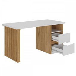 Mesa Escrivaninha Florence 2 Gavetas Branco/olmo - Artany Móveis - 4