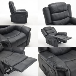 Poltrona do Papai de Massagem Relaxante Elétrica Ocean Corino Premium Preto - 9